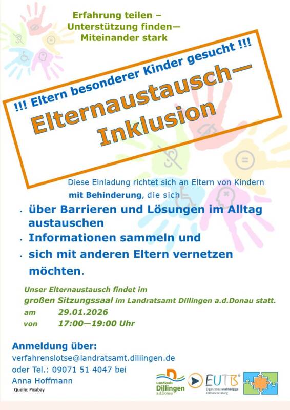Einladung zum Erfahrungsaustausch Inklusion am 29.01.2026